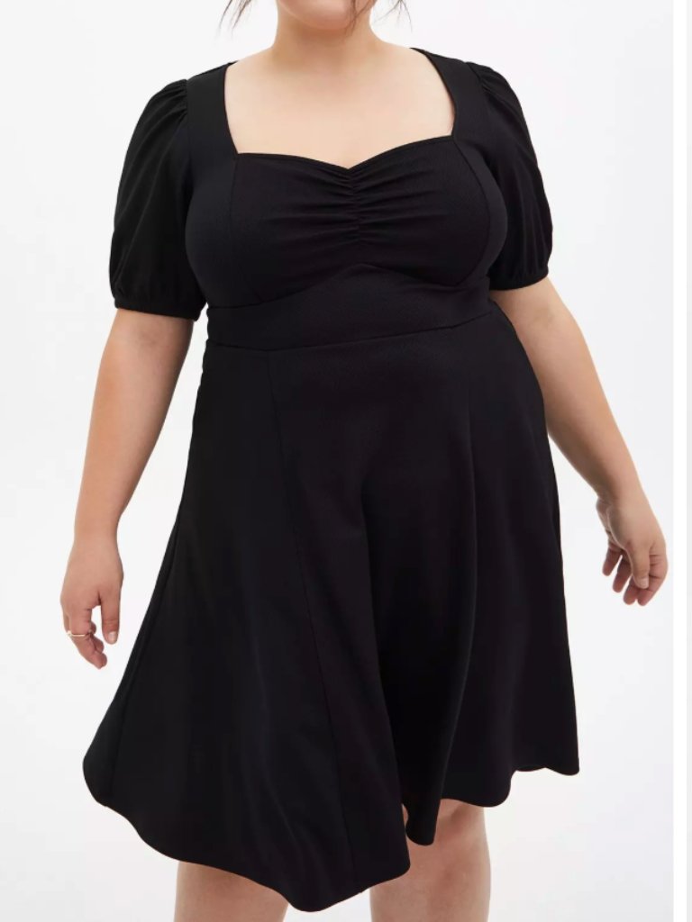 Torrid Black Textured Knit Sweetheart Skater Dress